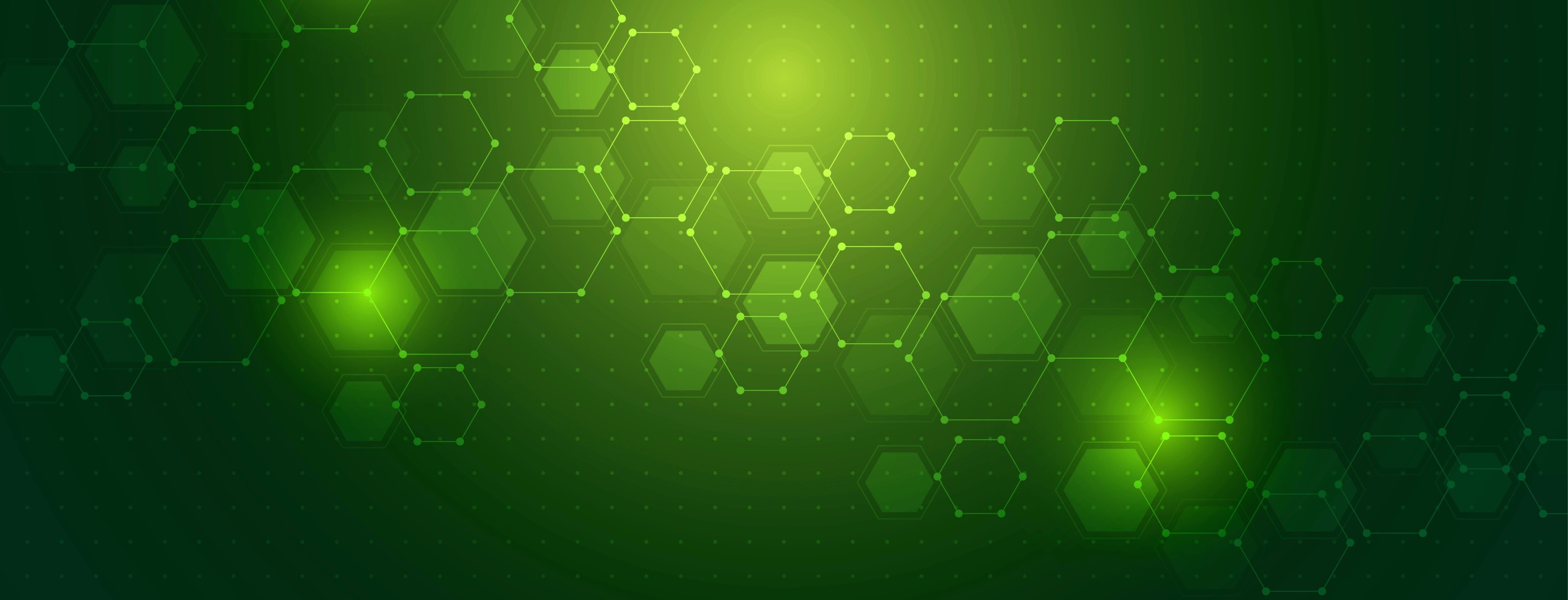 Green background image with light green dots and light green hexagon shapes