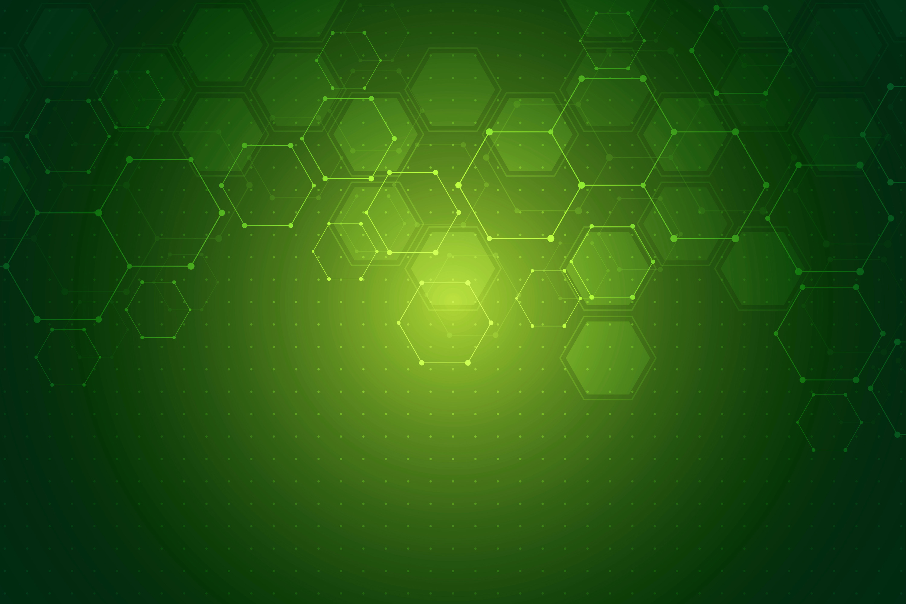 Green background image with light green dots and light green hexagon shapes